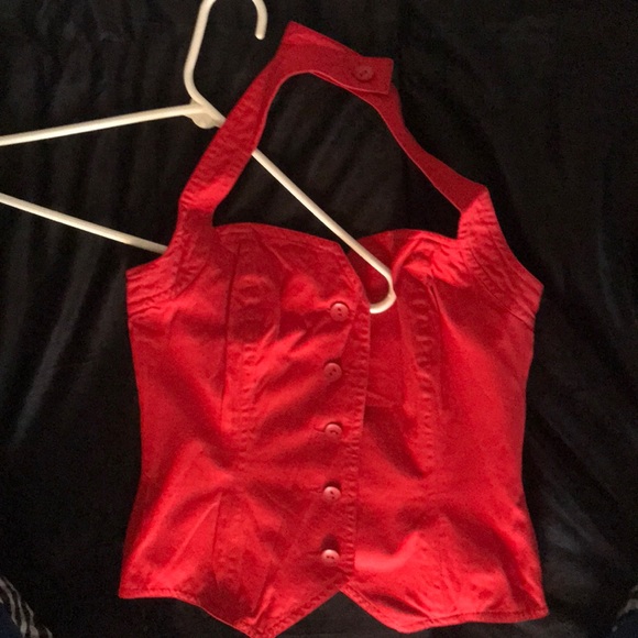 Escada Tops - Escada cotton red cropped strap top